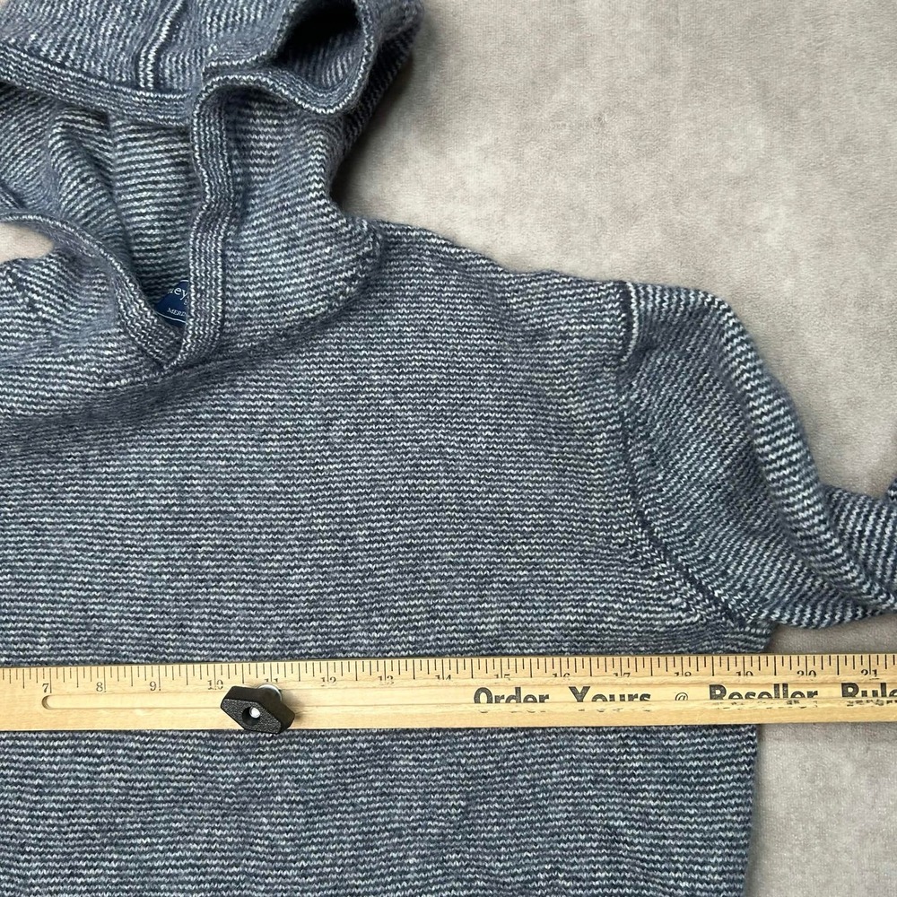 Vineyard Vines Mens Medium Blue Merino Wool Blend Striped Knit Pullover Hoodie - Picture 5 of 7
